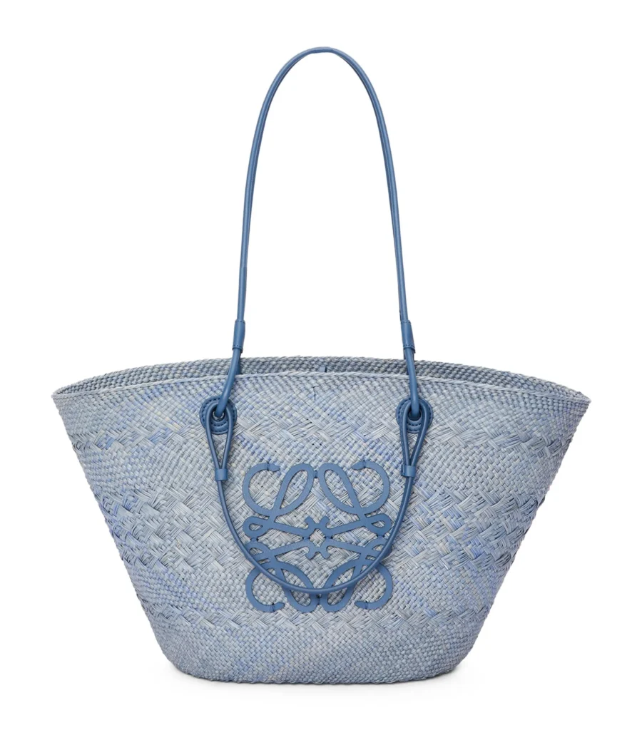 Loewe anagram rieten strandtas blauw