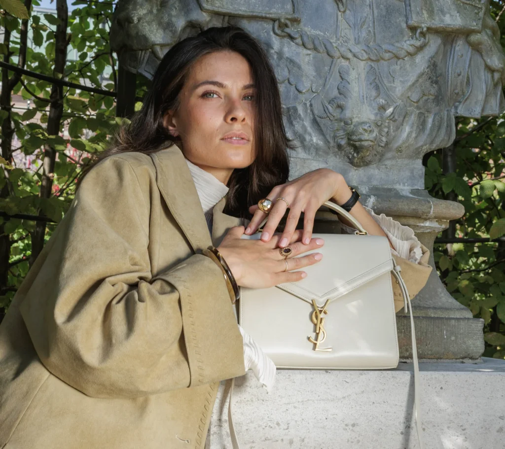 Saint Laurent Cassandra tas creme