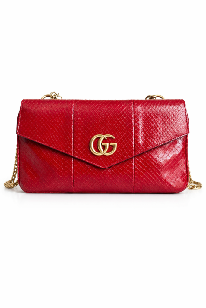 Gucci gg marmont python crossbody tas rood