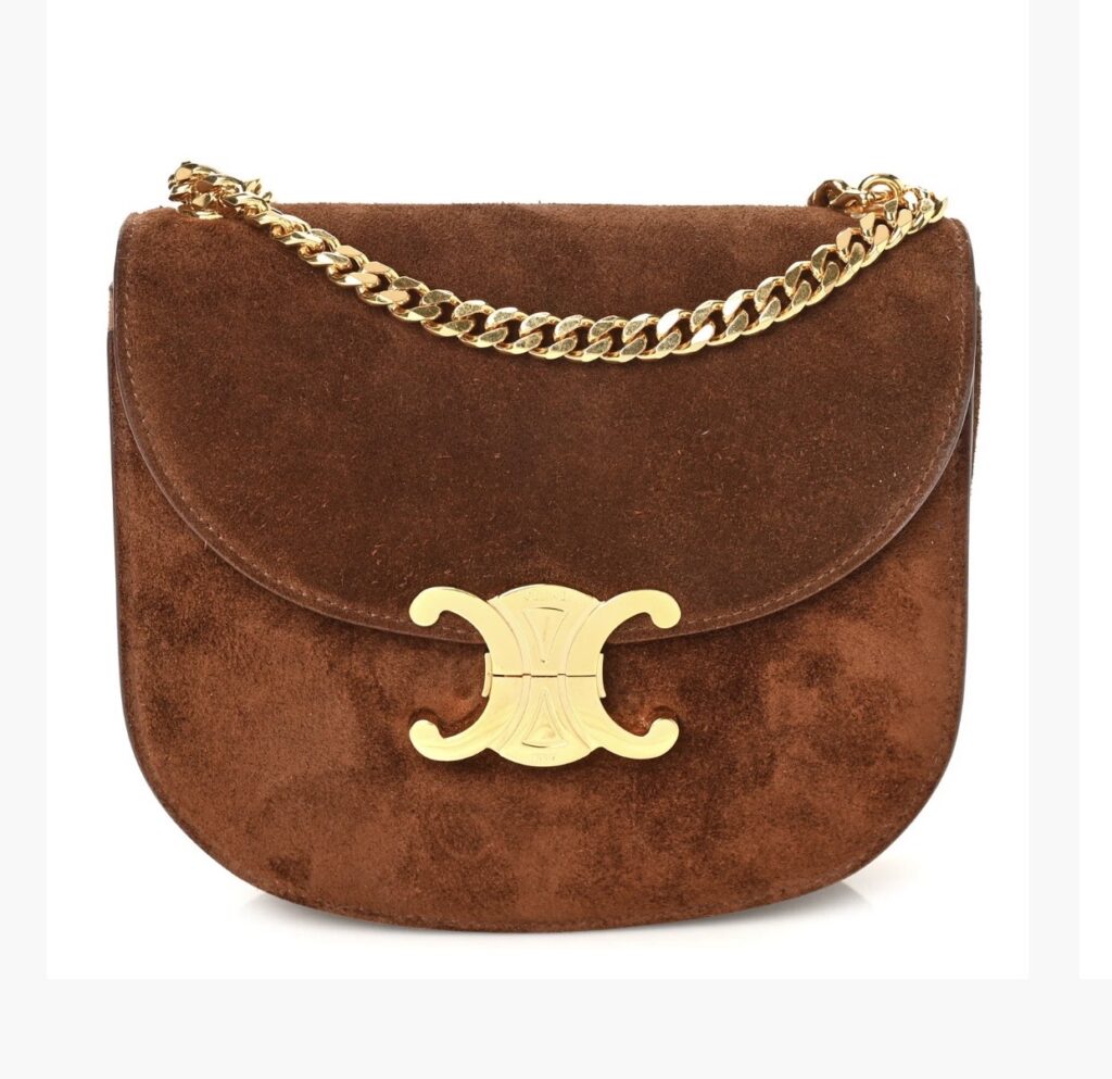 Celine besace triomphe bag brown suede