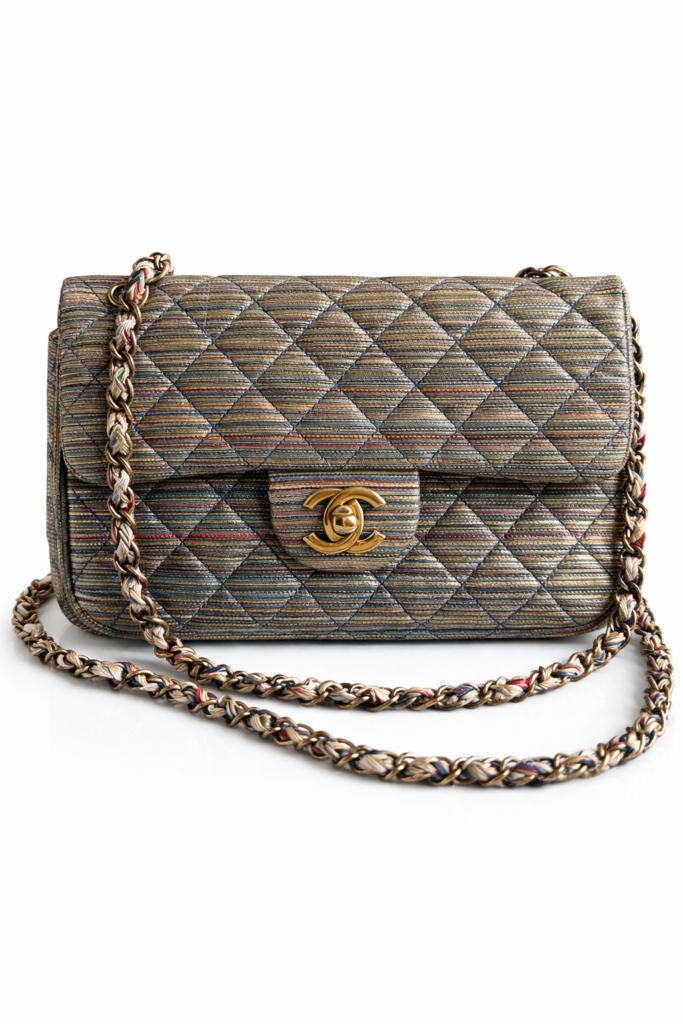 Chanel classic flap tas multicolor metallic tas huren
