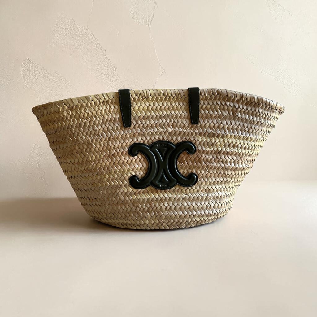 Céline triomphe rieten strandtas khaki