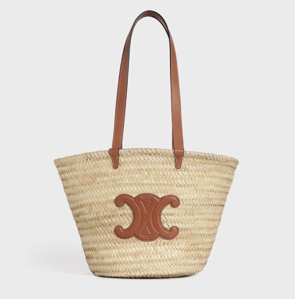 Céline triomphe rieten strandtas designertas strandtas huren