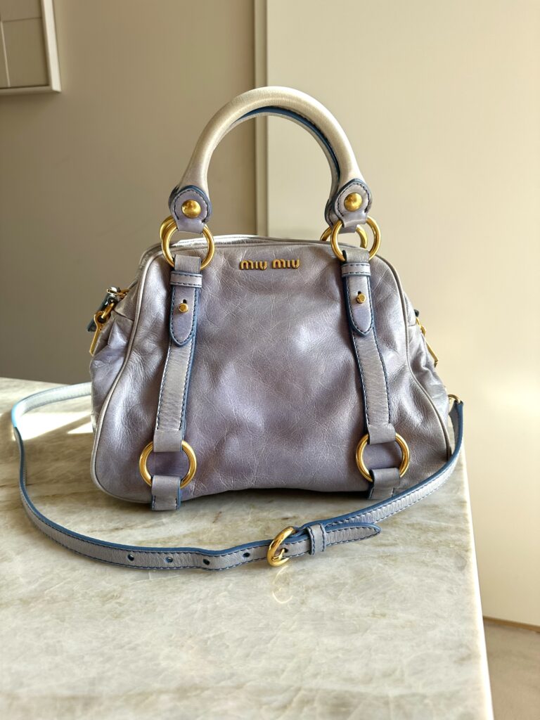 Miu Miu tas 2way vintage lichtblauw