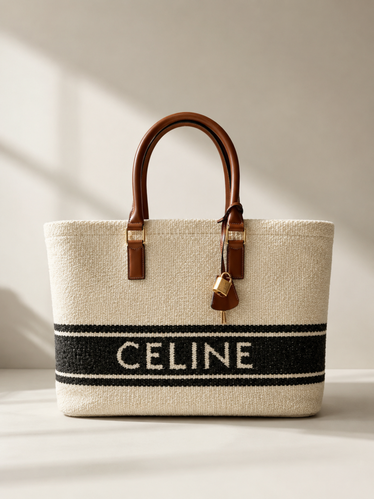 Céline raffia strandtas cabas tote huren