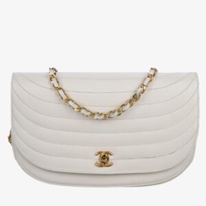 Chanel vintage half moon tas wit