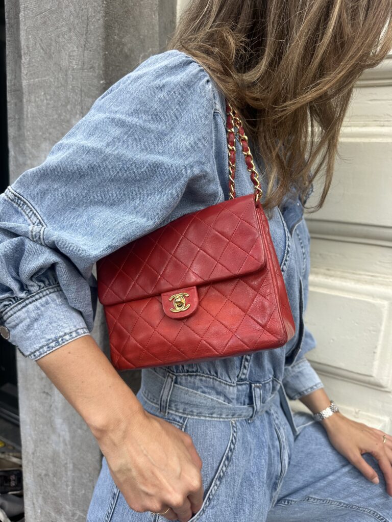 Chanel classic flap mini tas rood leer
