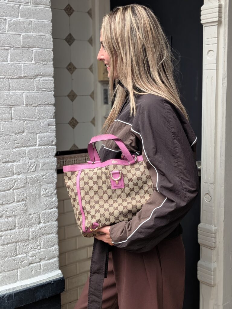 Gucci abbey vintage handtas monogram roze